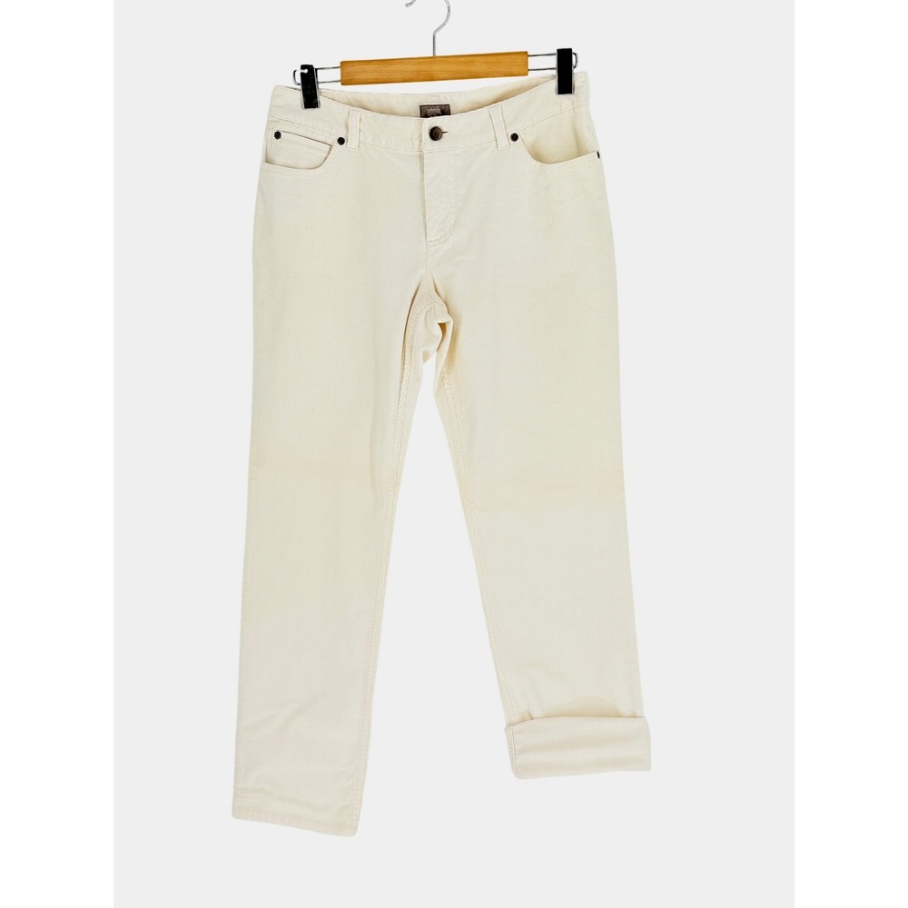 J.Jill Minimalist Corduroy Slim Leg Stretch Ivory Pants Preppy Size 8 Y2K CBK